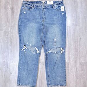 Women's Ultra High Rise Distressed Straight Leg Jeans 18W